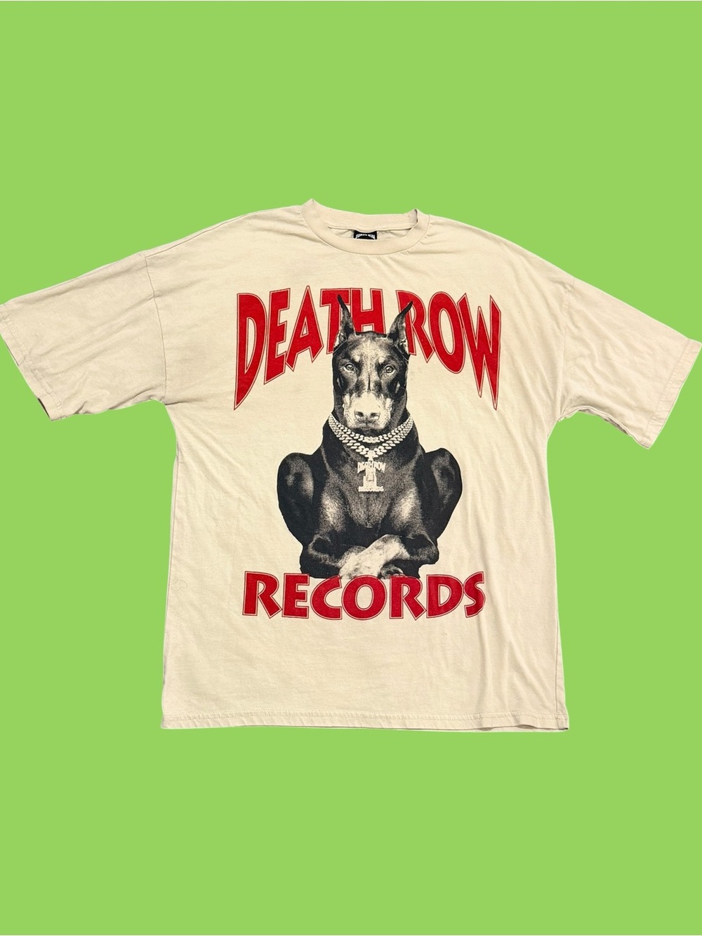 Death Row Records Doberman Cream Shirt Urban Outfitters Size Medium Oversized